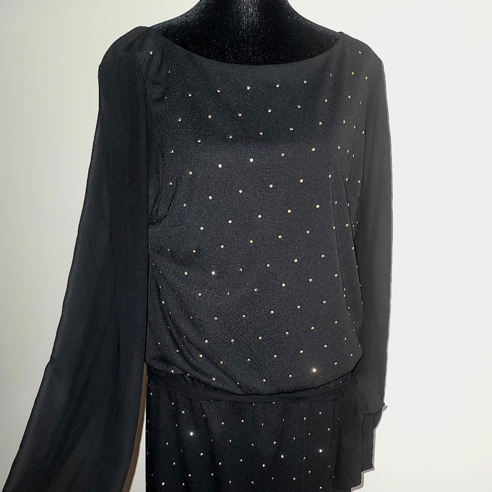 White House Black Market black and gold dress